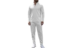 KUYIGO Mens Tracksuits 1/4 Zip Outfits Long Sleeve Polo Collar 2 Piece Set Sweatshirt Joggers Casual Activewear With Pockets