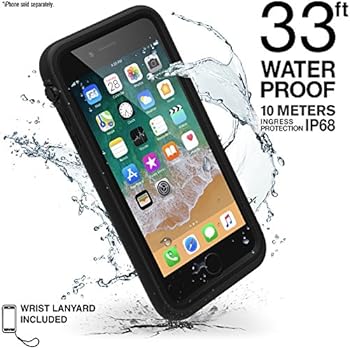 Catalyst iPhone 8 Plus Waterproof Case (Compatible with The Apple iPhone 7 Plus), Shock Proof, Drop Proof, Slim, Stylish for Apple iPhone 8+ (Works with iPhone 7+) with Wrist Strap Lanyard (Black)