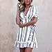Hotkey Women’s Summer Striped Short Sleeve V Neck Swing Ruffle Mini Dress Casual Sundress Cocktail Boho Dress Bluethumb 3