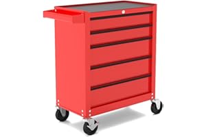 EVASTAR HOME EvaStar Rolling Tool Chest, 5-Drawers Tool Cabinet with Wheels, Lockable Tool Storage Organizer with Sliding Drawers for Garage Workshop Repair Shop