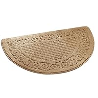 Olpchee Half Round Non-Slip Kitchen Bedroom Toilet Doormat Floor Rug Mat Keeps your Floors Clean Decorative Design (Large, Camel)