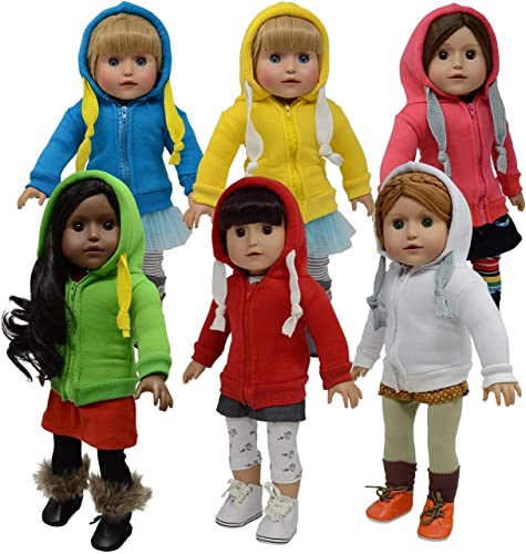 Set of 6 Hoodie T-Shirts for 18 inch Dolls - Doll Not Included