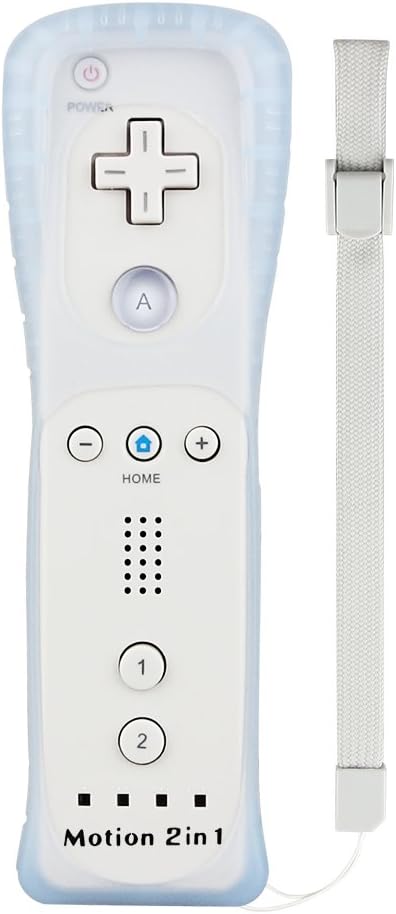 Pekyok 2 in 1 Wii Remote Controller, XW18 Game Controller Built in Motion Plus with Free Silicone Case and Wrist Strap For Nintendo Wii and Wii U-White (Third-party product)