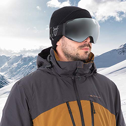 UTOBEST Anti Fog Ski Goggles for Men Women Cozy Windproof OTG Snowboard Goggles with 100% UV Protection Unisex Snow Shield Goggle Spherical Dual Lens Anti-Glare Design for Skiing Skating Outdoor Sport