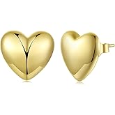 MUNDELL Gold Plated Heart Stud Earrings | Cute Four-leaf Clover Stud Earrings Flat Back Floral Hypoallergenic Earring for Women Fine Jewelry