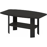 Furinno Simple Design Coffee Table, Espresso | Small Side Table wih Open Shelf, Tabletop with Soft Edges, for Living Room, Home Office