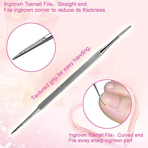 3PCS Ingrown Toenail File and Lifter Set Manicure File Stainless Steel Double Sided Ingrown Toenail Tool with Storage Box - Thumbnail 3
