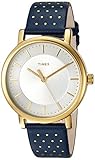 Timex Women's TW2R27600 Originals Blue/Gold-Tone Leather Strap Watch