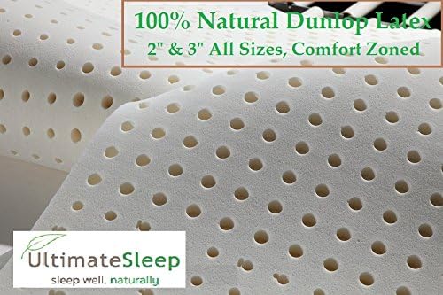 SOFT Green 100% Natural Latex Foam Mattress Pad Topper – Twin, TwinXL, Full, Queen, King &amp; Cal King – 2 and 3 inch (TwinXL 38 x 80, 3" Thick)