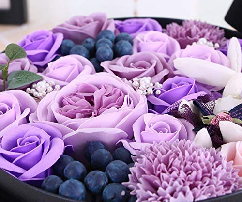 SED Artificial Flowers - Soap Soap Flannel Round Transparent Sunroof Gift Box Birthday, Purple,As Shown