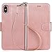 Arae Wallet Case for iPhone Xs Max PU Leather flip case Cover [Stand Feature] with Wrist Strap and [4-Slots] ID&Credit Cards Pocket for iPhone Xs Max 6.5 inch - Rose Gold