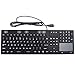 DSI LED Backlit Keyboard with Touchpad IP68 Waterproof Silicone JH-IKB110BL, Black