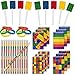 48 Building Blocks Favors - 12 Lollipop Suckers in 4 Flavors + 12 Bracelets + 12 Mini Notepads + 12 Pencils, Brick Birthday Party Supplies and Prizes