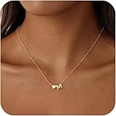 Nancomy Gold Heart Initial Necklace for Women Dainty 14K Gold Plated Letter A-Z Pendant Necklace Gold Initial Necklace for Women Personalized Jewelry Gifts