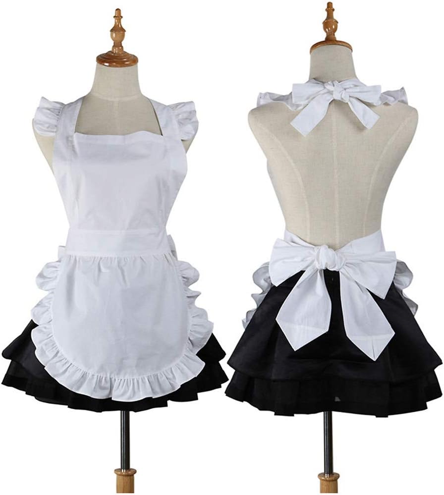Love Potato Cute White Retro Kitchen Restaurant Women Aprons for Women Girls Waitress Apron for Gift, 24W x 24L - Image 4
