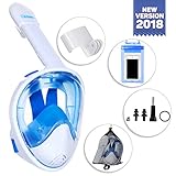 iClique Full Face Snorkel Mask - Tubeless Anti-Fog Anti-Leak Equipment for Adults Kids - 180 Â° Panoramic Viewing - Free Swimming Waterproof Case for Phone - GoPro Adapter