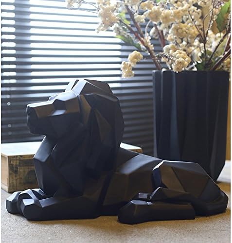8.1-inch high geometric resin lion sculpture animal statue