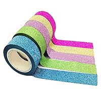 Kentop 10 Pcs Solid Color Glitter Ribbon DIY Adhesive Tapes Sticky Christmas Holiday, Birthday Gift Wrapping, Hair Bow Clips & Card Making, Sewing, Wedding Decor, Floral Design