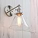 PERMO Single Sconce with Funnel Flared Glass Clear Glass Shade 1-Light Wall Sconce Wall Lamp (Brushed)