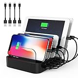 Charging Station for Multiple Devices - 5 Port USB Desktop Universal and Compact Charger Station Organizer for Apple iPhone iPad Samsung Kindle