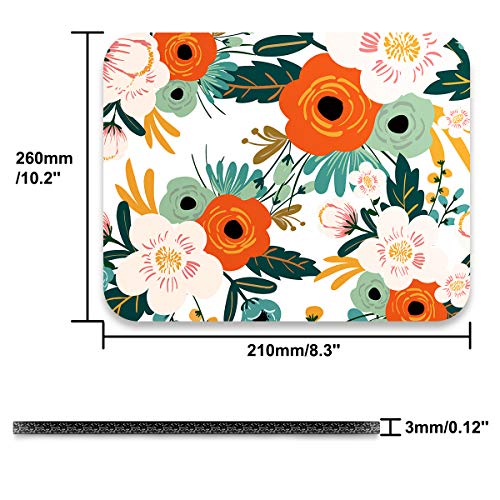 AUDIMI Mouse Pad with Floral Pattern Non-Slip Rubber Base for Office Gaming Computer