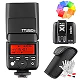 Godox TT350F Flash with X1T-F Trigger for Fujifilm Fuji Cameras GN36 TTL 1/8000s HSS 2.4G Wireless Transmission - with Color Filters and PERGEAR Cleaning Cloth