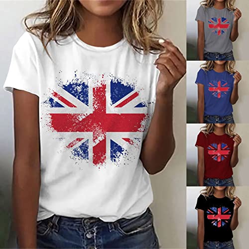 4th of July Shirts for Women, American Flag Patriotic Graphic Tees Shirts Summer Casaul Short Sleeve Crewneck Blouses