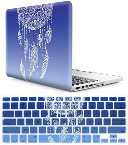 Lenboes 2in1 Bundle Ultra Slim Rubberized Plastic Hard Shell Cover Case with Matching Pattern Keyboard Skin for Apple Old MacBook Pro 13" 13.3 with Retina Display (A1502 / A1425) - Dream - Blue