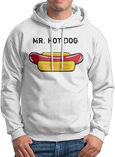 Obachi Mr Hot Dog Men's Long Sleeve Pullover Hooded Sweatshirt White
