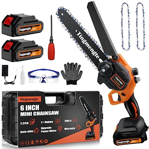 Mini Chainsaw, Cordless Mini Chainsaw Battery Powered with 24V 10000mAh ...