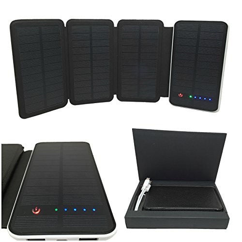 Solar livin portable 10000mah solar power bank charger with 4 fol…