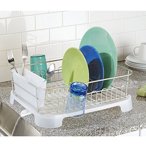 InterDesign Metro Aluminum Dish Drainer with Swivel Spout for Kitchen