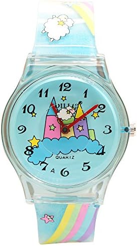 Willis Water Resistant Time Teacher Stars Clouds Blue Plastic Kids Girls Watch 1 Spare Cell Battery