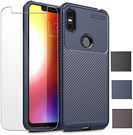 BestShare for Motorola Moto One/Moto P30 Play Case, Lightweight Soft Flexible Anti-Scratch Shock Absorbent Protective Silicone Rubber TPU Cover + Screen Protector, Navy