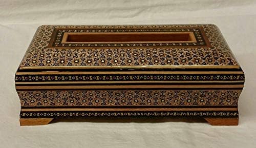 Radin Rugs.10" x 5" x 3" Persian Khatam(Inlaid) on Wood Handcrafted Tissue Box