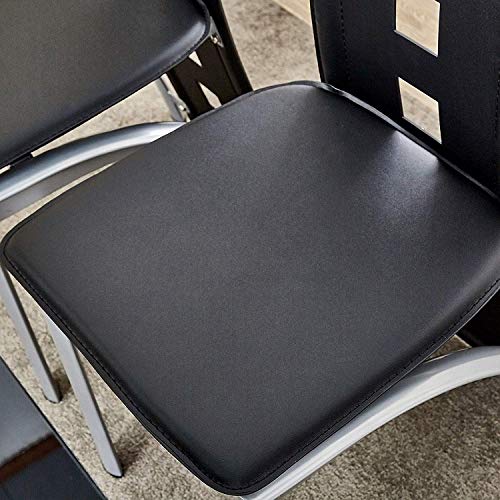 JOYBASE Dining Table Set, 5 Piece Glass Kitchen Table and Leather Chairs Furniture (Black)