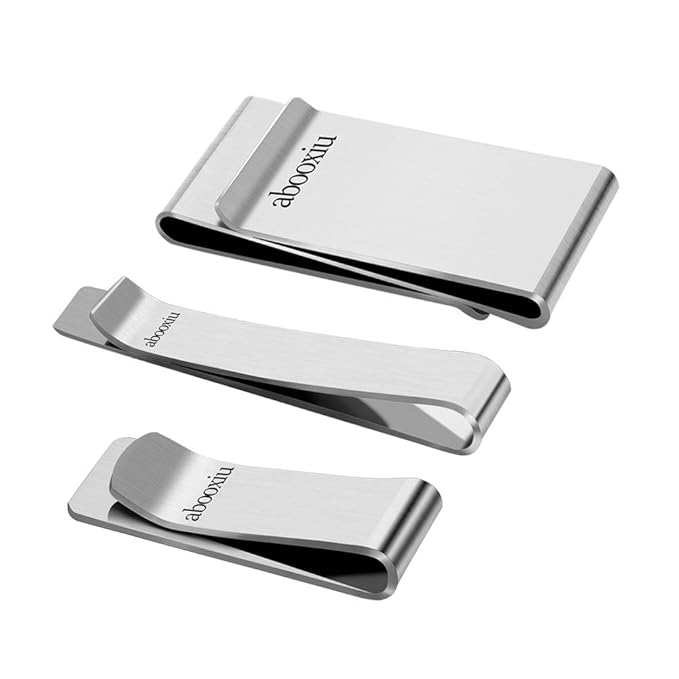 Abooxiu 3pcs Money Clip Wallet Stainless Steel Slim Clip Credit Card Holder Rfid Minimalist Front Pocket Wallet - 
