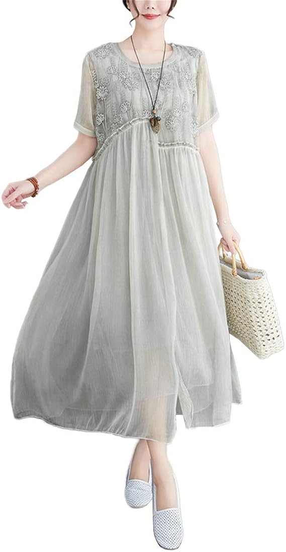 Amazon Jpバレンタインデー ワンピース レディース 夏 シフォンワンピース シフォン レース 花柄刺繍 切り替デザイン オシャレ 韓国風 ファッション サマードレス 優雅 パーティー お呼ばれ 日常 ワンピース チュニック 通販