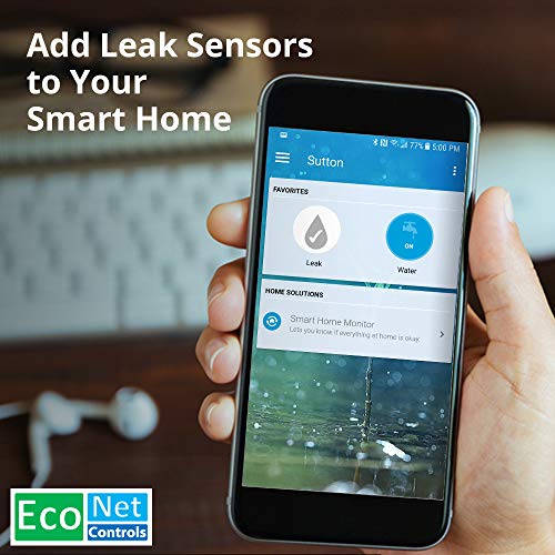 Econet Controls EVC200-HCSML-SSK3 No Plumbing Required Smart Home Valve Kit, Bulldog Valve Robot Bundle with SmartThings Hub and 3 Water Leak Sensors, Z-Wave Water Valve, for 1/2", 3/4" & 1" Valves