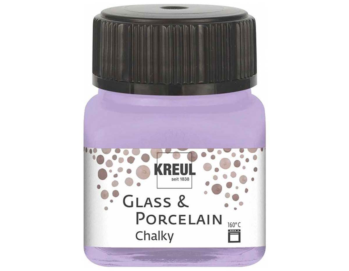 Kreul 16636 - Glass & Porcelain Chalky Sweet Lavender, 20 ml Glass, Soft - Matte Glass and Porcelain Paint, Water-based, Quick Drying, Opaque