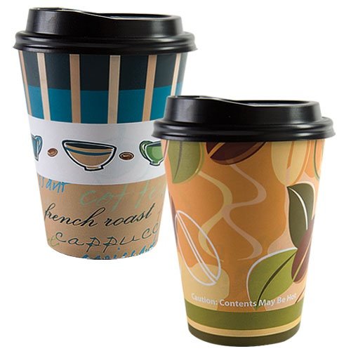 Nicole Home Collection Disposable Hot/Cold, Assorted Styles-12 oz. | Pack of 14 Coffee Cup, 12 oz Lid, Multicolor