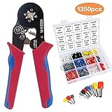 HAUEA Crimping Tool Kit AWG 23-7 Crimper Pliers set with 1350pcs 0.25-10mmÂ²Wire Ferrule Terminals Kit Self-Adjustable Rachet.