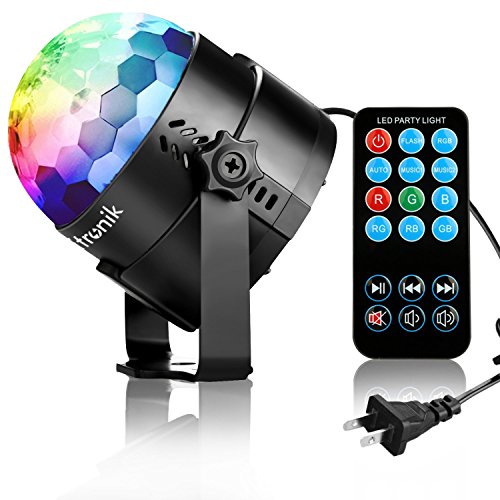 Zitronik Disco Ball Strobe Light Party Lights Disco Lights Karaoke Machine 3W Dj Light LED Portable 7Colors Sound Activated Stage Lights for Festival Bar Club Party Outdoor and More (with Remote)
