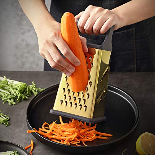Dishwasher safe Gold Titanium Box Grater, Marco Almond® KYA53 Stainless Steel Grater Slicer 5