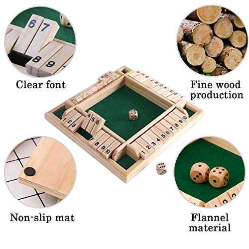 4 Player Shut The Box 4Way Shut The Box Dice Game Wooden Board Game