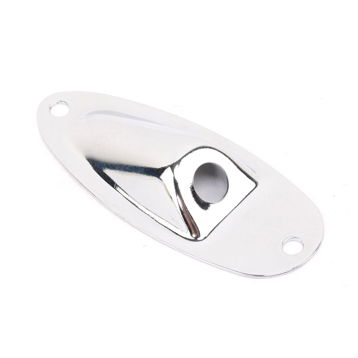 Musiclily Boat Style Strat Jack Plate for Stratocaster Electric Guitar, Chrome (2 Pieces)