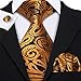 Barry.Wang Classic Formal Mens Ties Gold Paisley Tie Hanky Cufflinks Set