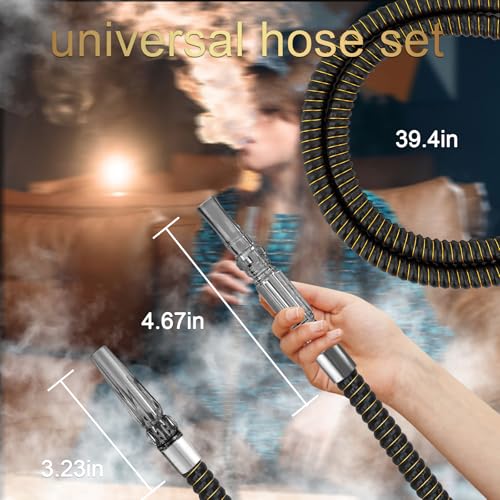 2 Pack Hookah Hose Washable 39'' Shisha Hose Acrylic Handle Leather Wrapped photo 11