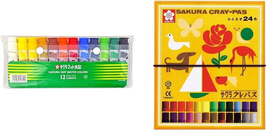 Amazon Co Jp セット買い サクラクレパス 絵の具 マット水彩 ポリチューブ入り 12色シース入り Mw12pf クレパス 24色 ゴムバンド付き Lp24r 文房具 オフィス用品