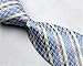 MINDENG New Men's Dark Blue Stripes Silver 100% Silk Necktie Classic Striped Tie